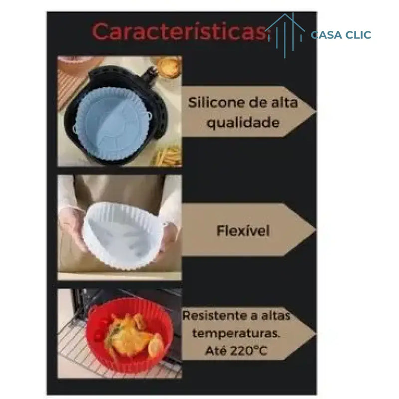 Forma de Silicone para Air Fryer e Forno com Alça: Lavável e Versátil