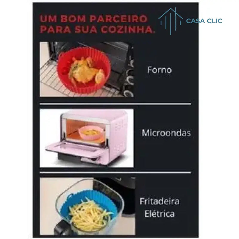 Forma de Silicone para Air Fryer e Forno com Alça: Lavável e Versátil