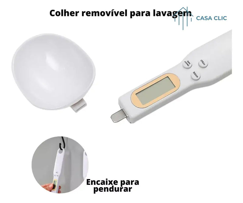 Balança Digital para Cozinha em Forma de Colher com Display